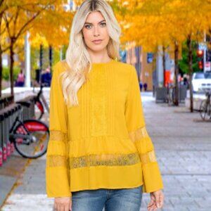 YELLOW Lace detailed Blouse